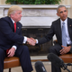 President-elect Donald Trump and President Barack Obama shake hands during a transition-planning meeting in the Oval Office at the White House in Washington, D.C., on Nov. 10, 2016.
JIM WATSON/AFP/Getty Images